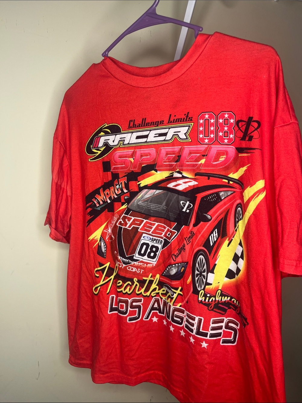 SHEIN Red Racing Graphic Short Sleeve Tee
